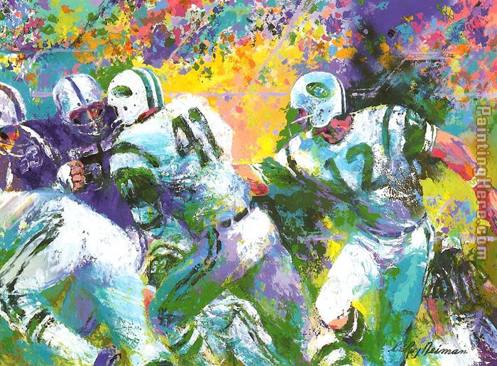 The Handoff Superbowl III painting - Leroy Neiman The Handoff Superbowl III art painting